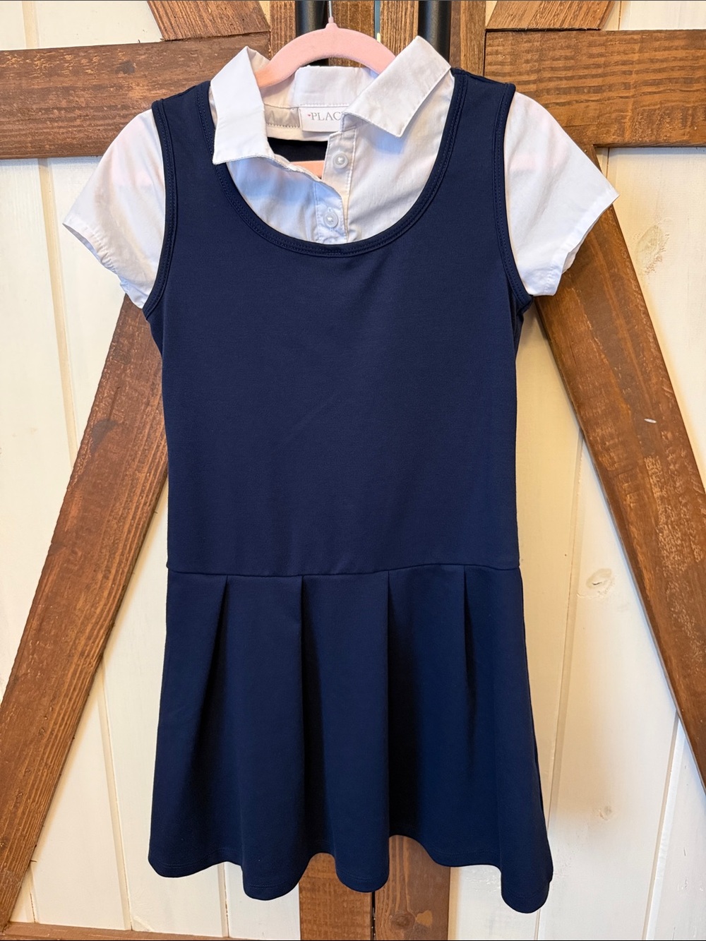 The Children's Place Navy Girls Uniform Ponte Knit 2-in-1 dress - Lot of 3